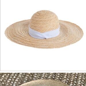 Vineyard Vines Straw Beach Hat w/ Seersucker Band